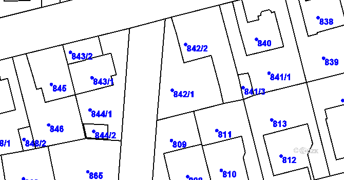 Parcela st. 842/1 v KÚ Řepy, Katastrální mapa