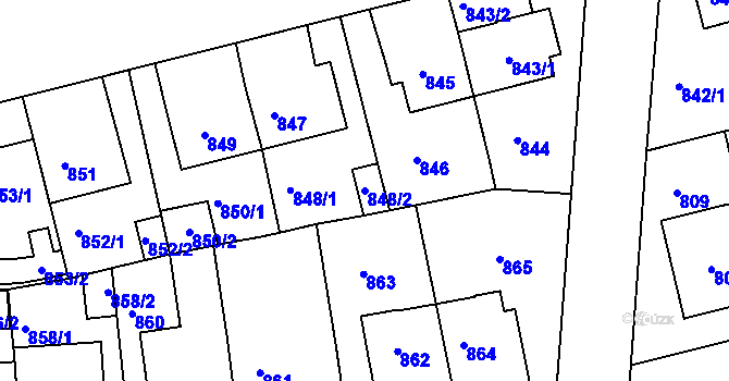Parcela st. 848/2 v KÚ Řepy, Katastrální mapa