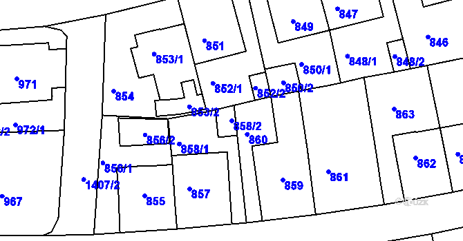 Parcela st. 858/2 v KÚ Řepy, Katastrální mapa
