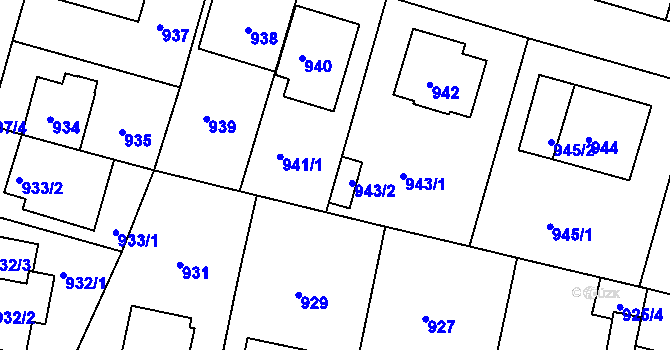 Parcela st. 941/2 v KÚ Řepy, Katastrální mapa