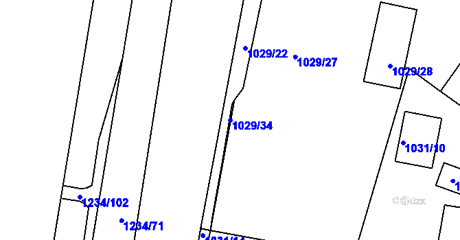 Parcela st. 1029/34 v KÚ Řepy, Katastrální mapa