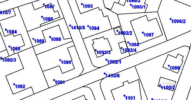 Parcela st. 1092/3 v KÚ Řepy, Katastrální mapa