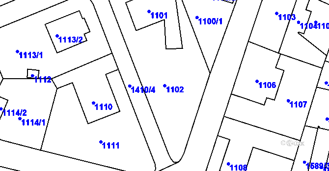 Parcela st. 1102 v KÚ Řepy, Katastrální mapa