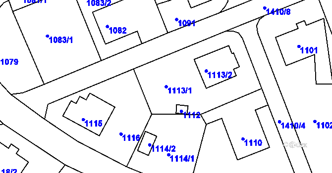 Parcela st. 1113/1 v KÚ Řepy, Katastrální mapa