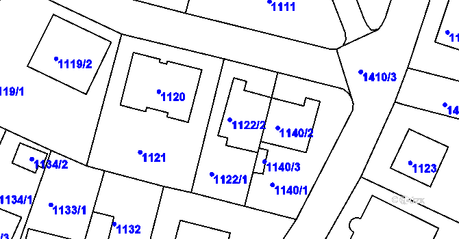 Parcela st. 1122/2 v KÚ Řepy, Katastrální mapa