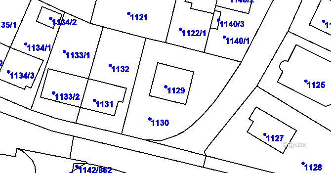 Parcela st. 1129 v KÚ Řepy, Katastrální mapa