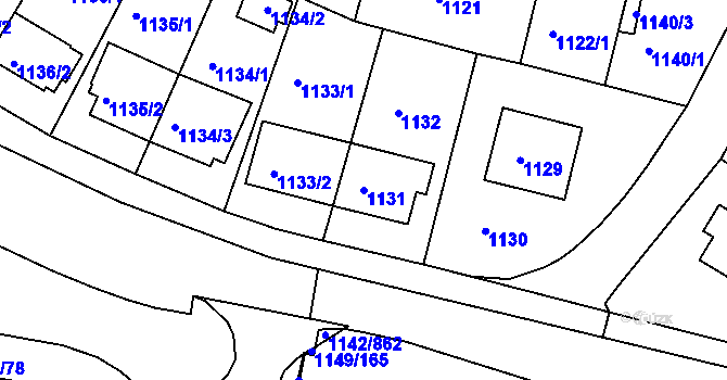 Parcela st. 1131 v KÚ Řepy, Katastrální mapa