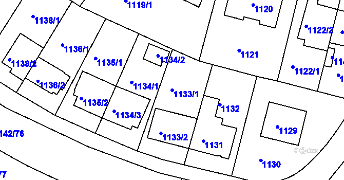 Parcela st. 1133/1 v KÚ Řepy, Katastrální mapa