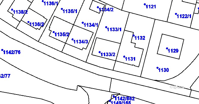 Parcela st. 1133/2 v KÚ Řepy, Katastrální mapa