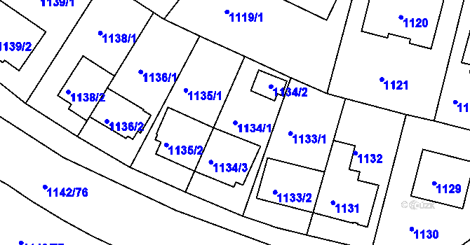 Parcela st. 1134/1 v KÚ Řepy, Katastrální mapa