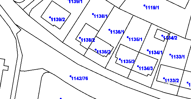 Parcela st. 1136/2 v KÚ Řepy, Katastrální mapa