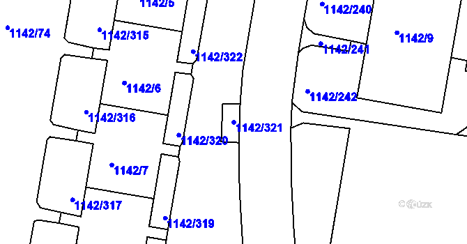 Parcela st. 1142/321 v KÚ Řepy, Katastrální mapa