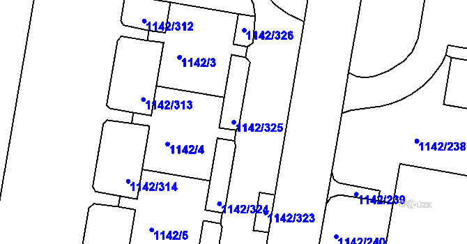 Parcela st. 1142/325 v KÚ Řepy, Katastrální mapa