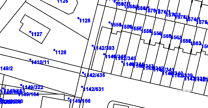 Parcela st. 1142/346 v KÚ Řepy, Katastrální mapa