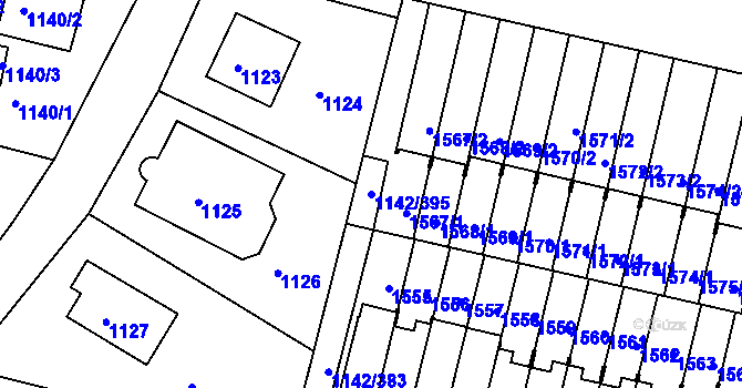 Parcela st. 1142/395 v KÚ Řepy, Katastrální mapa