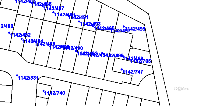 Parcela st. 1142/496 v KÚ Řepy, Katastrální mapa