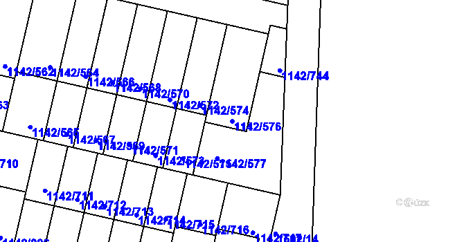 Parcela st. 1142/576 v KÚ Řepy, Katastrální mapa
