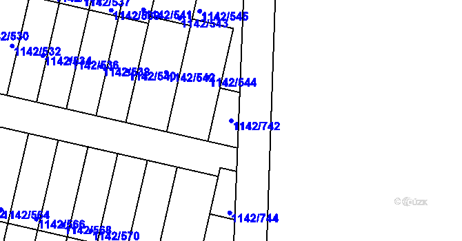 Parcela st. 1142/742 v KÚ Řepy, Katastrální mapa