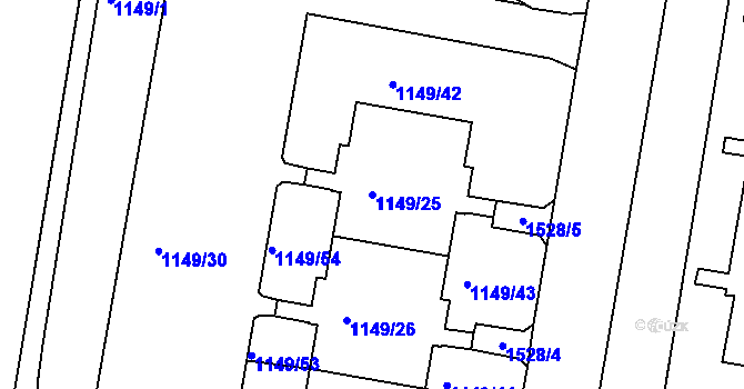 Parcela st. 1149/25 v KÚ Řepy, Katastrální mapa