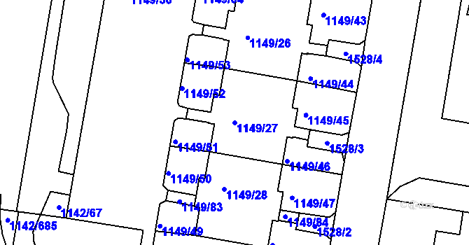 Parcela st. 1149/27 v KÚ Řepy, Katastrální mapa