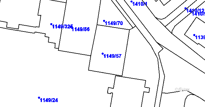 Parcela st. 1149/57 v KÚ Řepy, Katastrální mapa