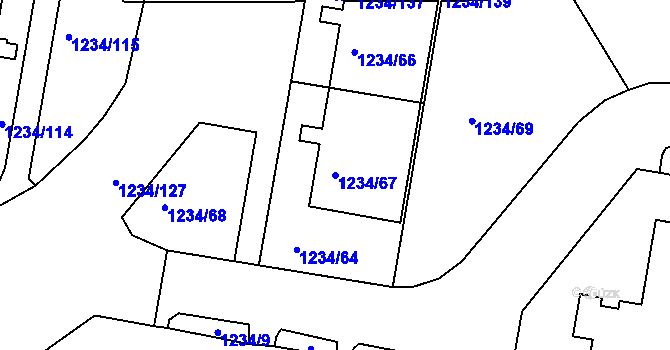 Parcela st. 1234/67 v KÚ Řepy, Katastrální mapa