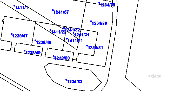 Parcela st. 1234/81 v KÚ Řepy, Katastrální mapa