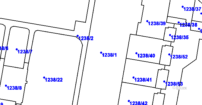 Parcela st. 1238/1 v KÚ Řepy, Katastrální mapa