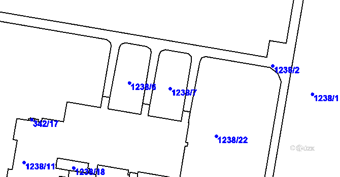 Parcela st. 1238/7 v KÚ Řepy, Katastrální mapa