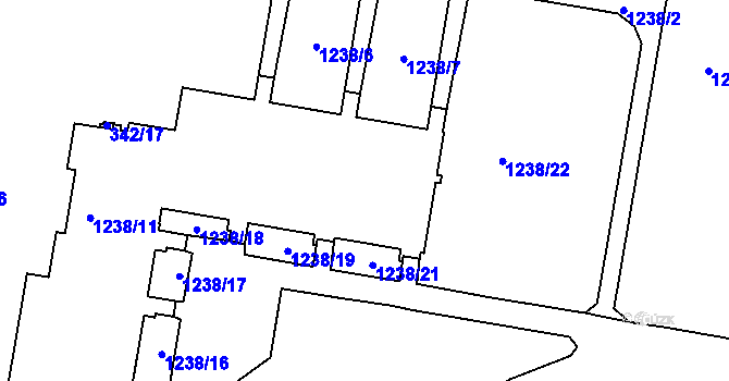 Parcela st. 1238/8 v KÚ Řepy, Katastrální mapa