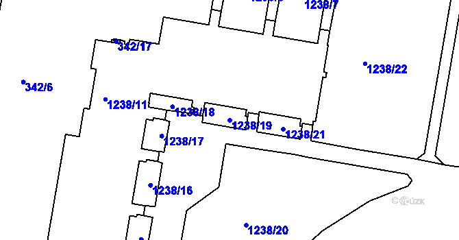 Parcela st. 1238/19 v KÚ Řepy, Katastrální mapa