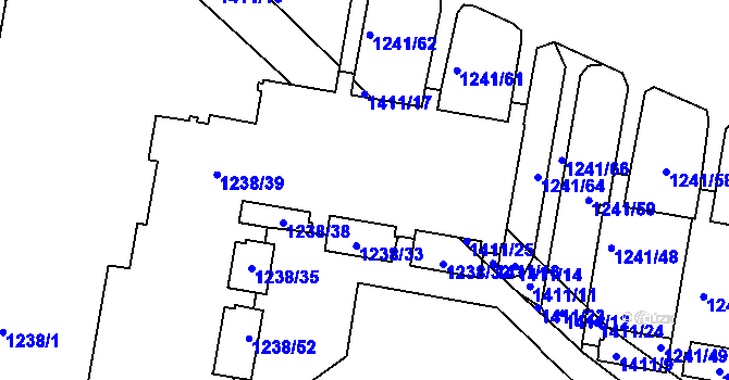 Parcela st. 1238/36 v KÚ Řepy, Katastrální mapa