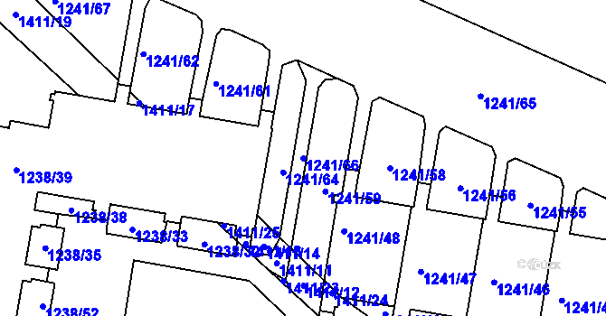 Parcela st. 1241/66 v KÚ Řepy, Katastrální mapa
