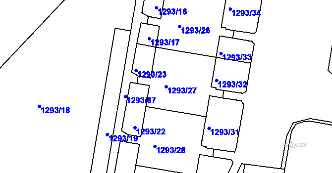 Parcela st. 1293/27 v KÚ Řepy, Katastrální mapa