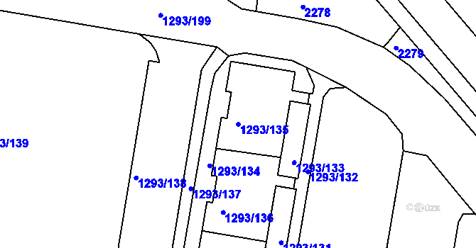 Parcela st. 1293/135 v KÚ Řepy, Katastrální mapa