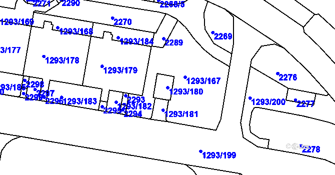 Parcela st. 1293/180 v KÚ Řepy, Katastrální mapa