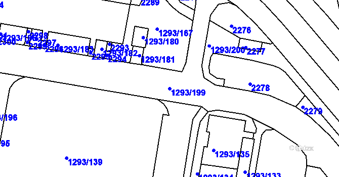 Parcela st. 1293/199 v KÚ Řepy, Katastrální mapa