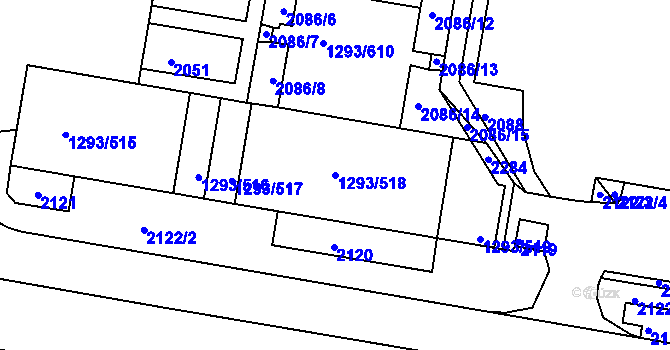 Parcela st. 1293/518 v KÚ Řepy, Katastrální mapa