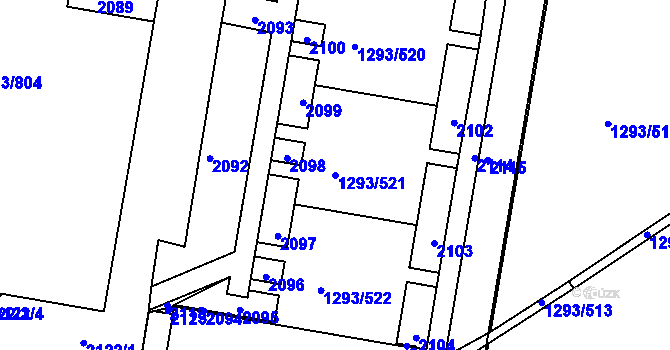 Parcela st. 1293/521 v KÚ Řepy, Katastrální mapa