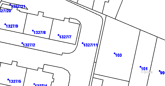 Parcela st. 1327/11 v KÚ Řepy, Katastrální mapa