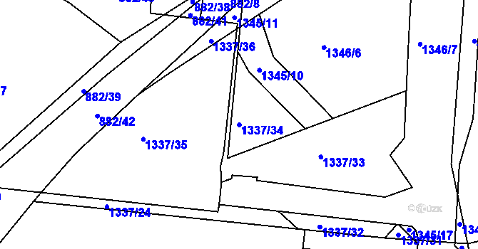 Parcela st. 1337/34 v KÚ Řepy, Katastrální mapa
