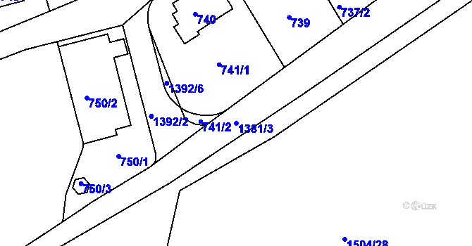 Parcela st. 1381/3 v KÚ Řepy, Katastrální mapa