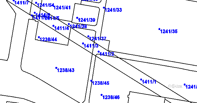 Parcela st. 1411/2 v KÚ Řepy, Katastrální mapa