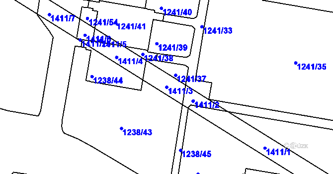 Parcela st. 1411/3 v KÚ Řepy, Katastrální mapa