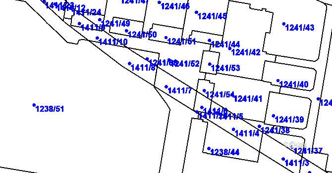 Parcela st. 1411/7 v KÚ Řepy, Katastrální mapa