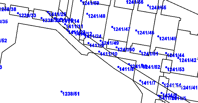 Parcela st. 1411/10 v KÚ Řepy, Katastrální mapa