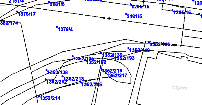 Parcela st. 1352/139 v KÚ Řepy, Katastrální mapa