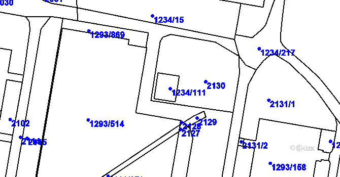 Parcela st. 1234/111 v KÚ Řepy, Katastrální mapa