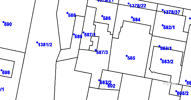 Parcela st. 587/3 v KÚ Řepy, Katastrální mapa
