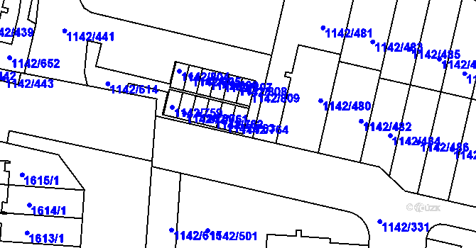 Parcela st. 1142/764 v KÚ Řepy, Katastrální mapa
